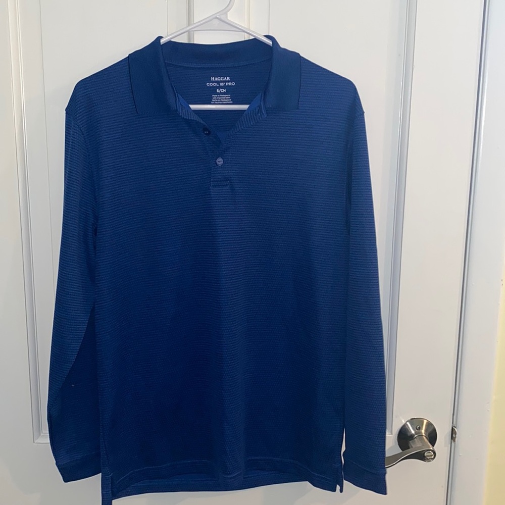 Haggar Cool 18 Pro long sleeve blue polo size men’s small